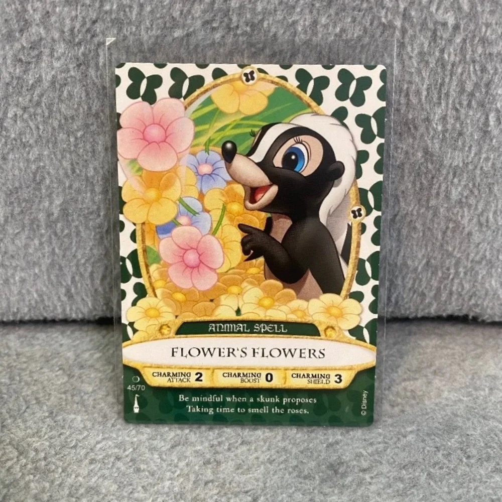Disney Sorcerers Magic Kingdom Card Flower Skunk 45/70 Green Bambi Spell EUC